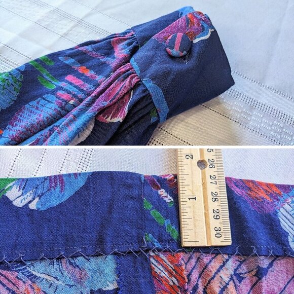 Vintage 70s RIZKALLAH for MALCOLM STARR Bold Retro LS Maxi Day Shirtdress Size S - Picture 5 of 7